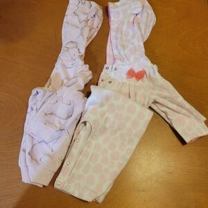 Carter's Fleece Pink Baby Rompers with Hood Size 12m NWOT
